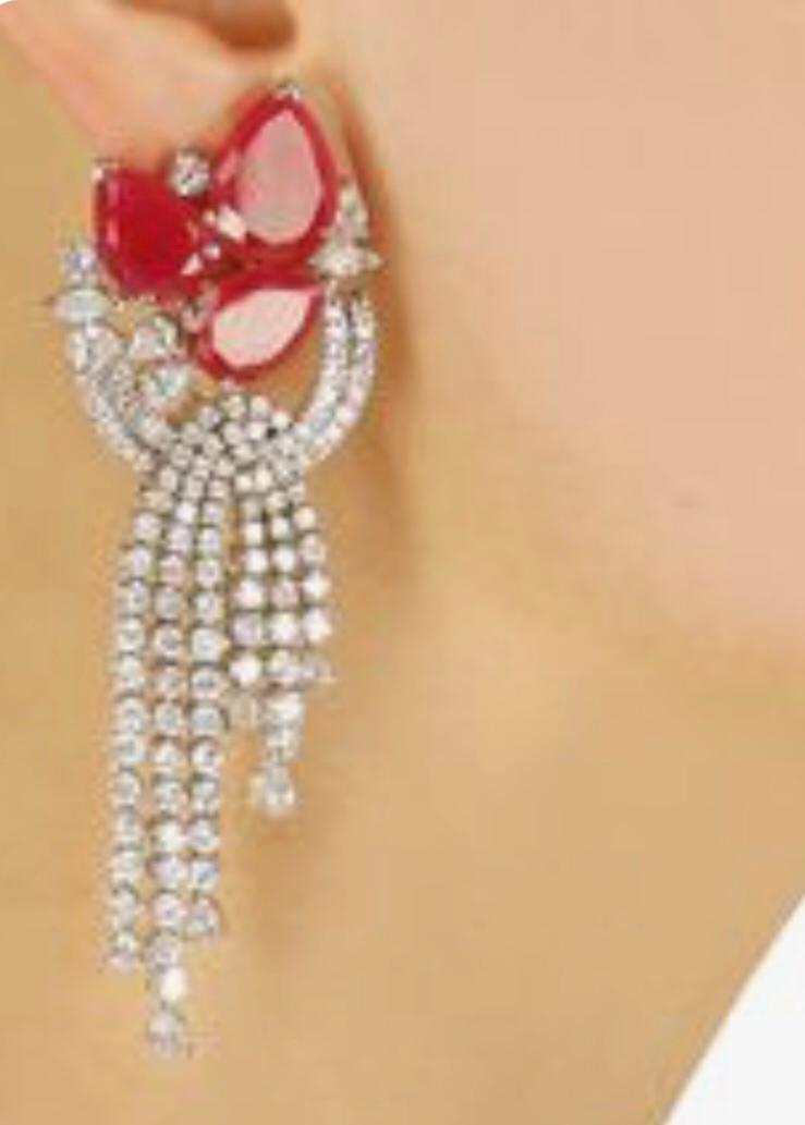 Ruby Diamond Cascade Earrings
