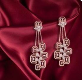 Geometric Square Pattern Drop Earrings