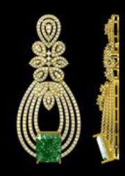 Green Stone Teardrop Filigree Earrings