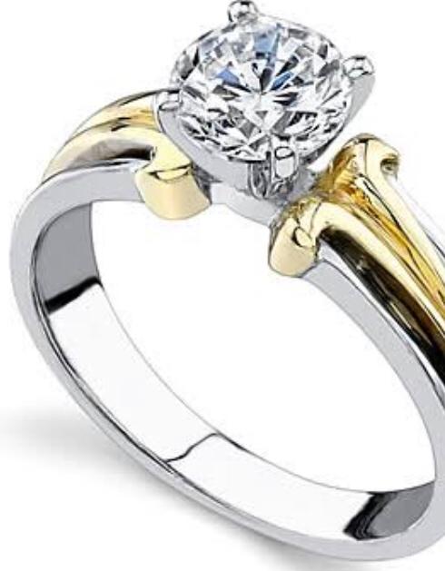 Two-Tone Gold Solitaire Diamond Ring