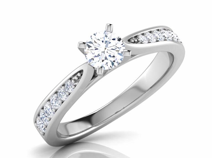 White Gold Twisted Diamond Solitaire Ring