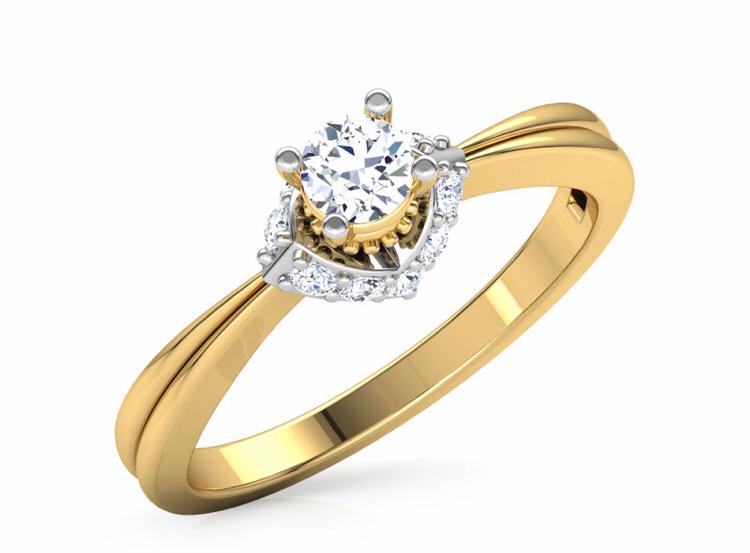 Yellow Gold Halo Diamond Solitaire Ring