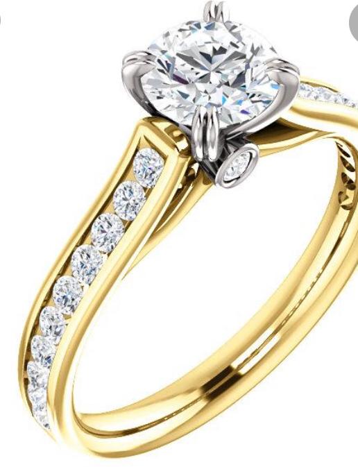 Yellow Gold Two-Tone Cathedral Solitaire Ring