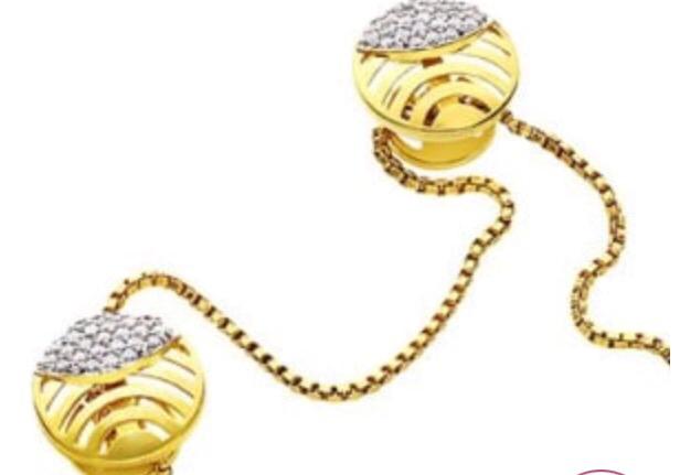Luxury Gold Wave Diamond Cufflinks
