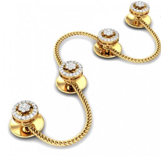 Royal Gold Diamond Twist Chain Cufflinks