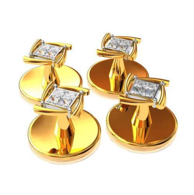 Premium Gold Diamond Square Cufflinks