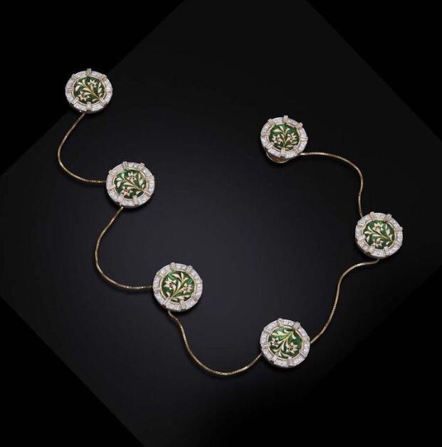 Emerald Green Enamel Chain Cufflinks