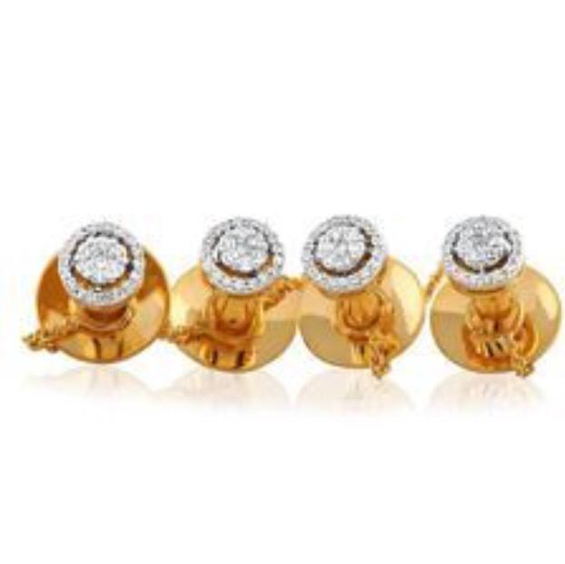Gold Diamond Circle Stud Cufflinks
