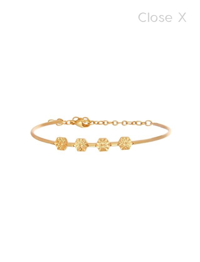 Gold Four Flower Medallion Bracelet