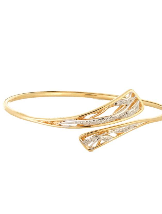 Modern Gold Diamond Cuff Bangle
