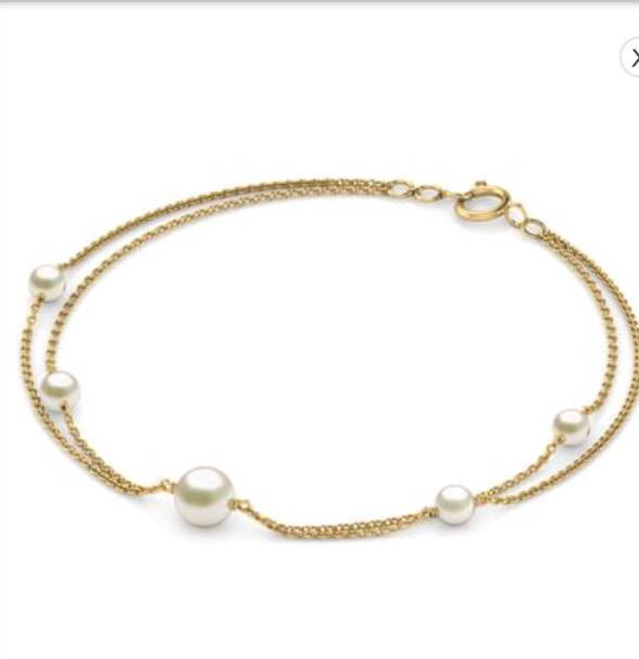 Elegant Pearl Station Gold Bracelet