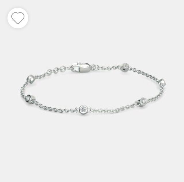 Silver Diamond Station Chain Bracelet