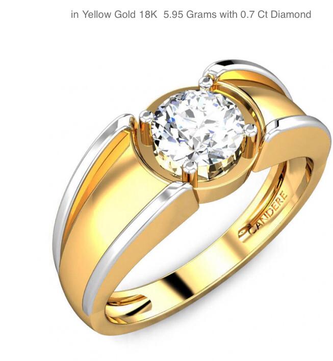 Men's Yellow Gold Diamond Solitaire Ring - 0.7 Carat