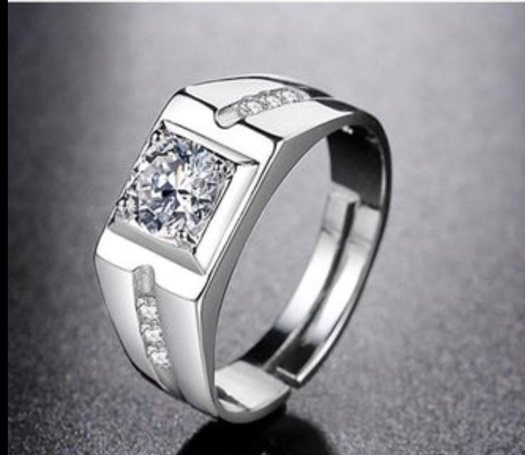 Modern White Gold Diamond Solitaire Ring for Men