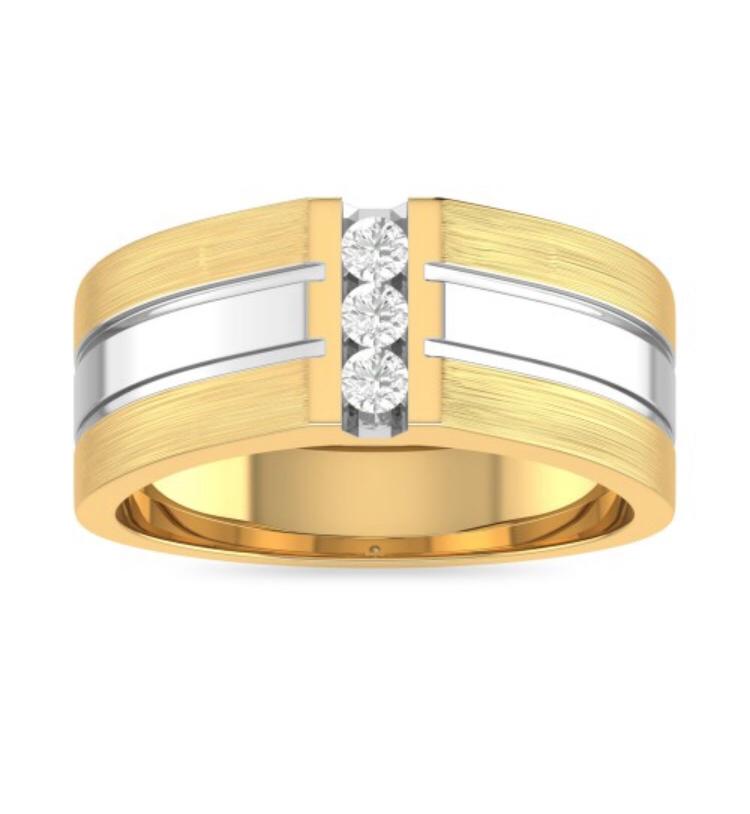 Men's Two-Tone Statement Ring with Diamond Strip