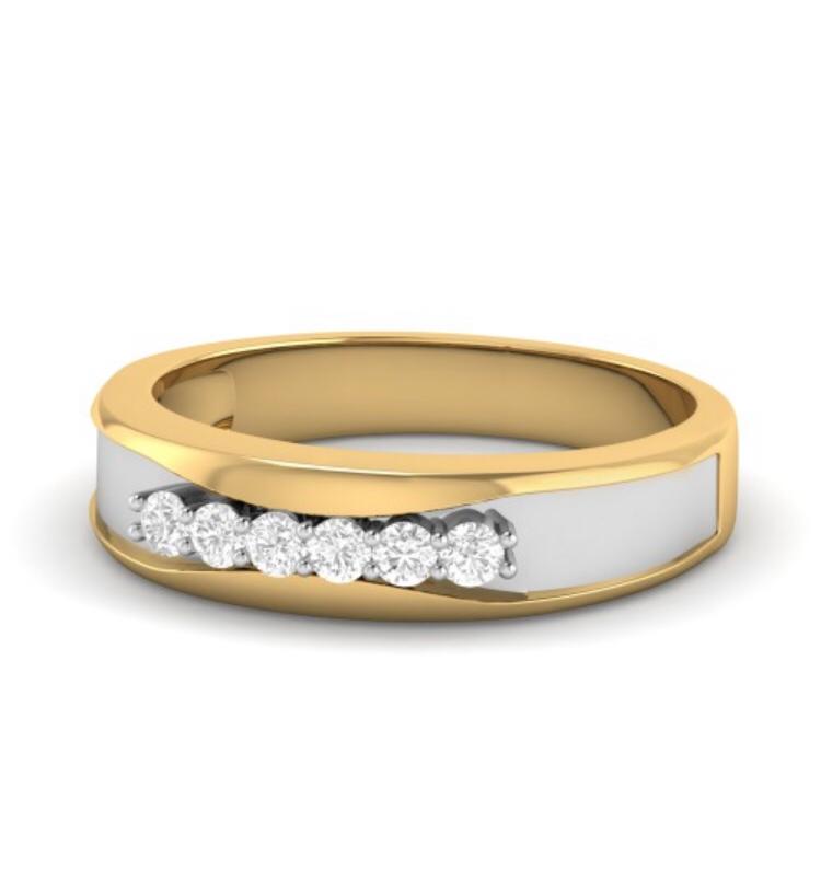 Men's Gold and Platinum Diamond Wedding Band