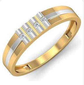 Men's Two-Tone Diamond Ring with Linear Accent