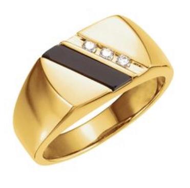 Gold Diamond Accent Signet Men's Ring