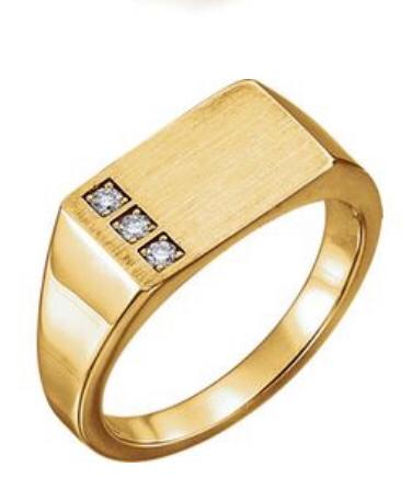 Gold Diamond Square Panel Men's Ring