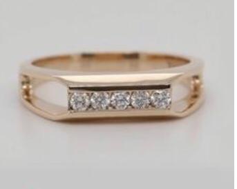Rose Gold Diamond Bridge Men's Ring