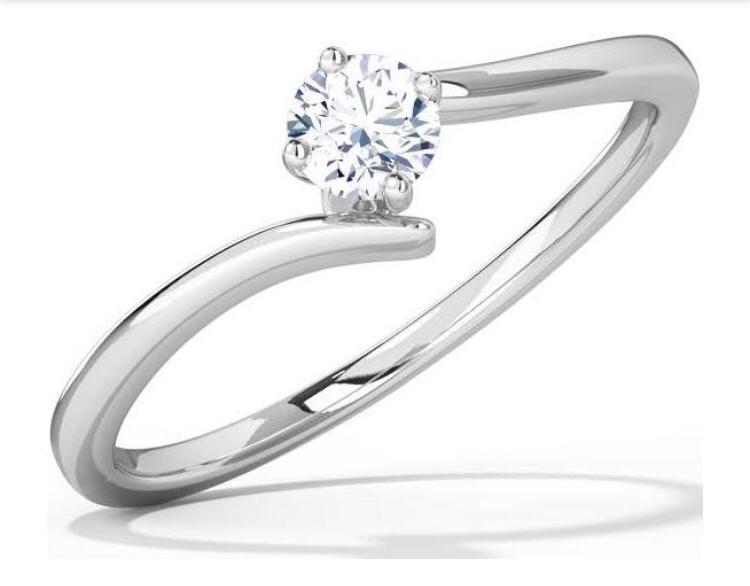 Curved Solitaire Diamond Ring