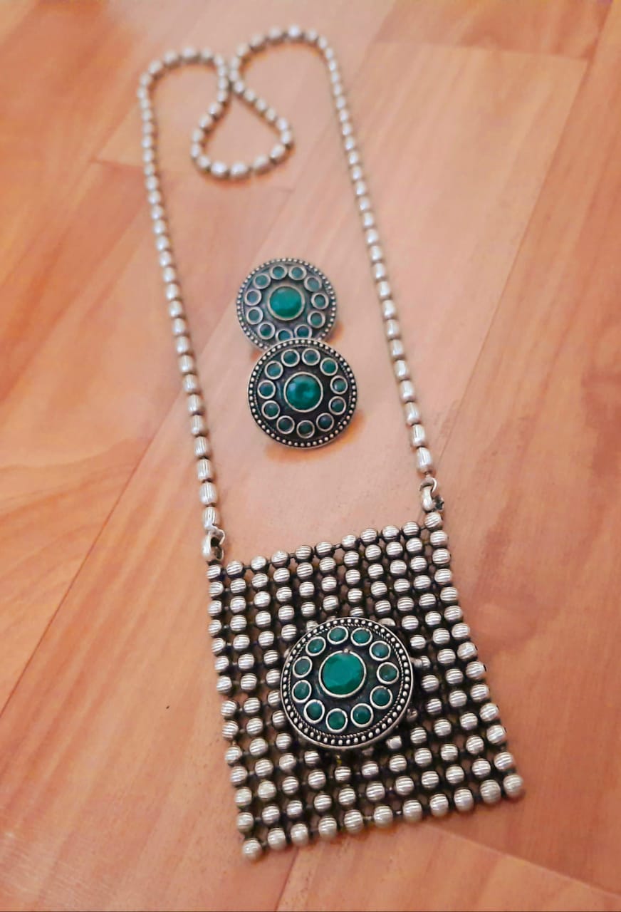 Antique Silver Medallion Jewelry Set