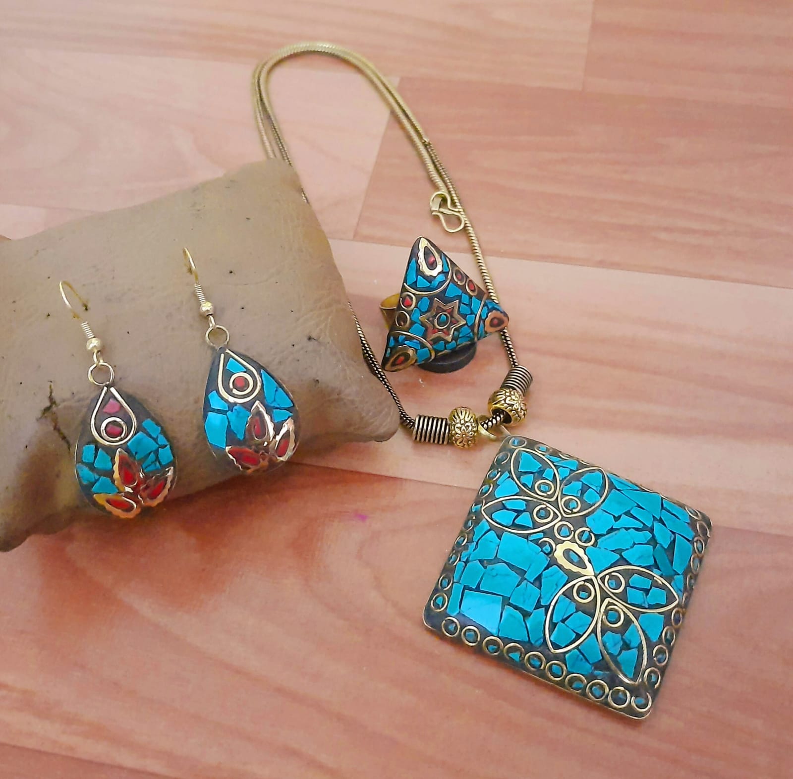 Turquoise Butterfly Design Jewelry Set