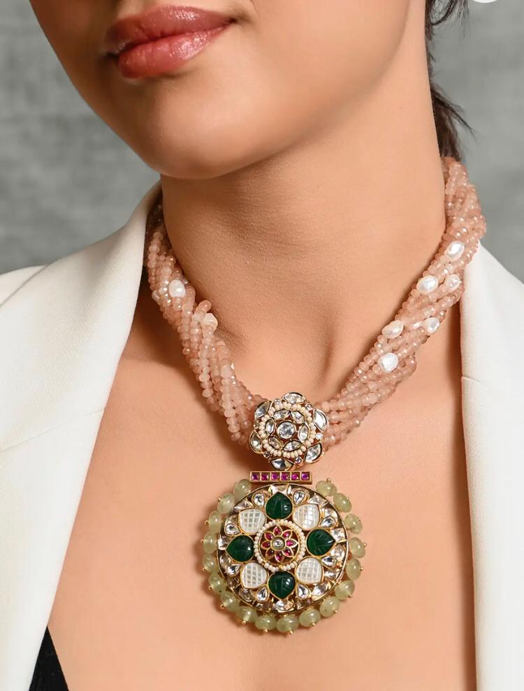 Royal Emerald Polki Statement Necklace