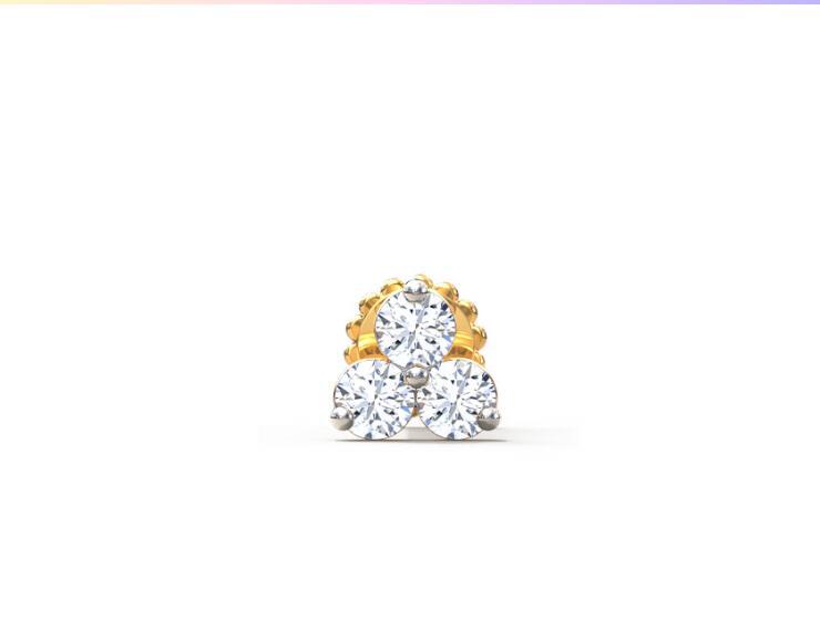 Triple Diamond Cluster Stud Earrings